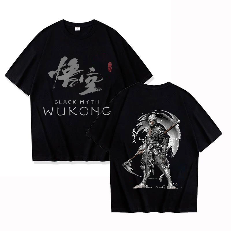 Black Myth Wukong Game T‑Shirt Men Women Casual Short Sleeve Tee Streetwear Gaming Fans Harajuku Top for Game Lovers Gift