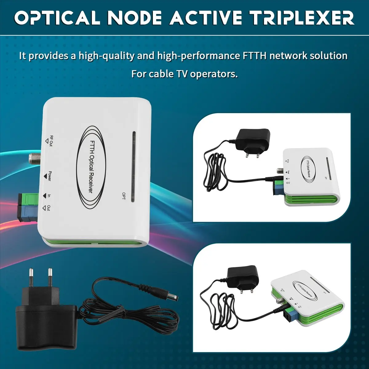 

Оптический WDM-приемник A23G CATV System ONU FTTH, оптический узел, активный тройной транспондер SC/APC(B), вилка EU
