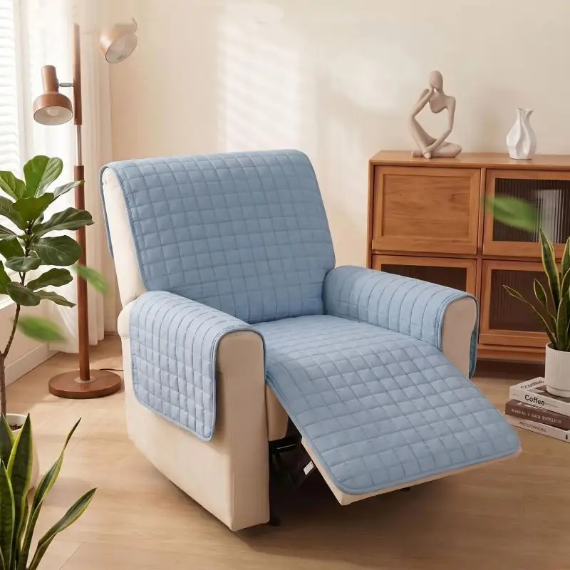 1pcs Polyester Solid Color Single Electric Recliner Sofa Cushion One-Piece All-Season Machine Washable Non-Slip Couch Cover