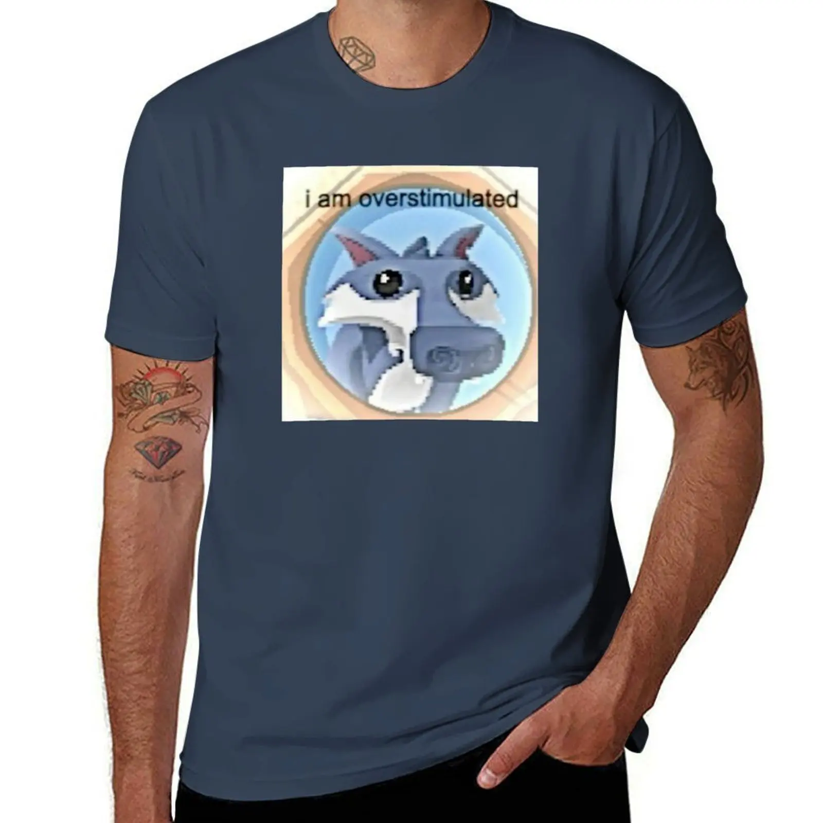 

i am overstimulated animal jam meme T-Shirt Casual Daily Wear Short Sleeve Top