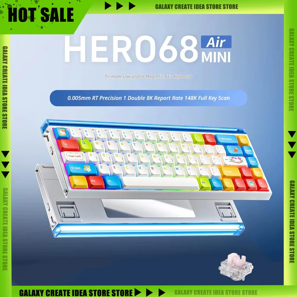 AULA HERO68 MINI AIR Wired Wireless Magnetic Switch Gaming Keyboard  Low-profile Dual 8K Polling Rate E-Sports Keyboard PC Gamer