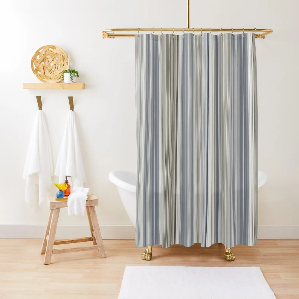 

Blue Grey Tan Stripes Shower Curtain Waterproof Bath Curtain And Anti-Mold Waterproof Bathroom Shower Curtain