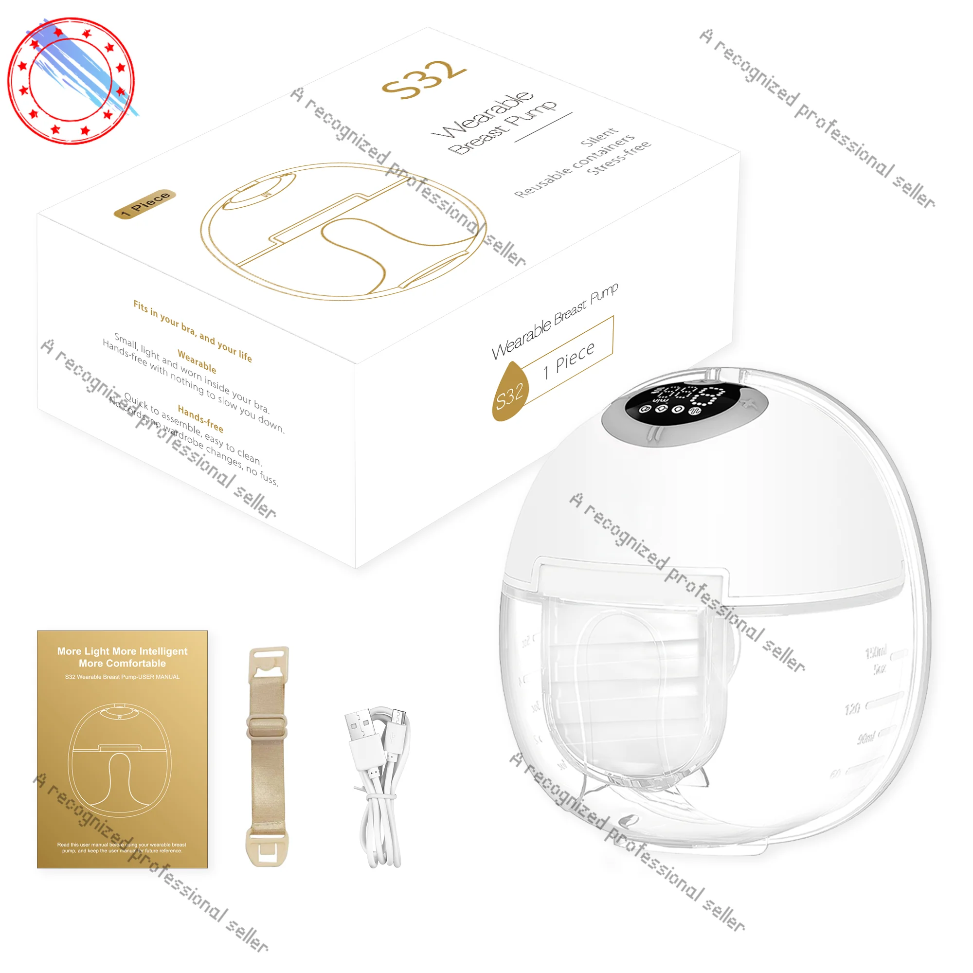

S32 Double Breast Pumps Arrival High Quality Food Grade Silicone Portable Hands Free Breast Pump