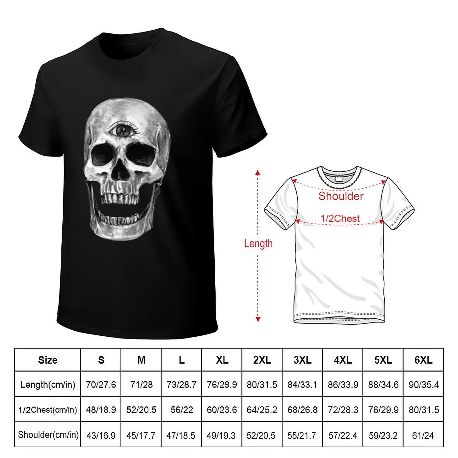 Third Eye Skull T-Shirt Casual Loose Fit Summer Tee Shirt