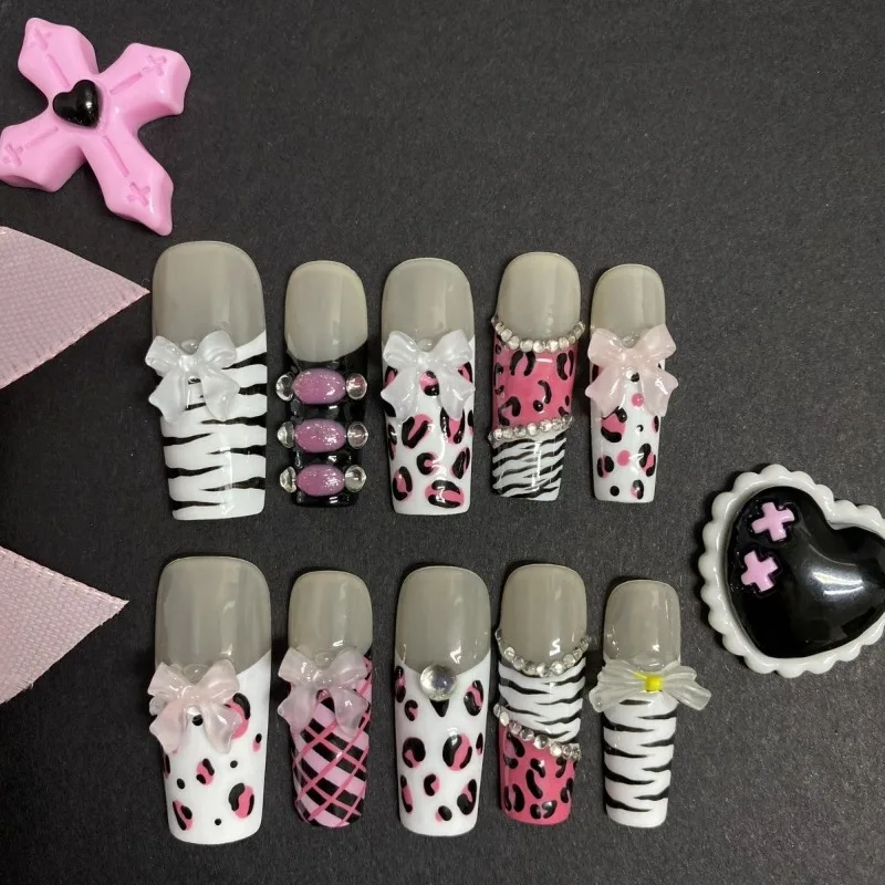 New Diy Cartoon Sanrios Hello Kitty Kuromi Y2k Handmade Press on Nails Tips Nails Design Manicure Girls Gift