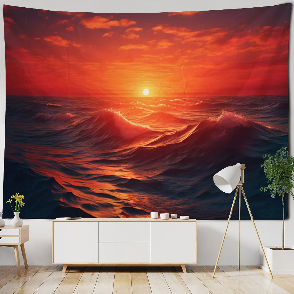 

Sunrise and sunset tapestry wall hanging sea view tapestry home art decoration Bohemian hippie wall decoration background cloth