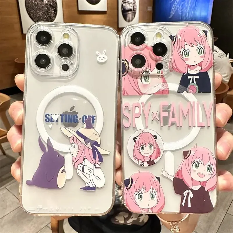 Hot Anime SPY FAMILY Magsafe Magnetic Phone Case for iPhone 16 15 14 13 12 11 8 7 Plus Pro Max X XR XSMax Soft Clear Tpu Cover