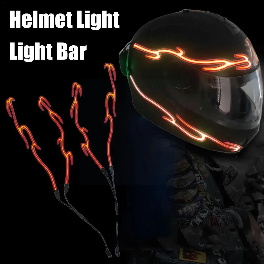 4 in 1 Helmet LED Cold Light Mod Kit Bike Helmet Lamp Bar Luminous Signal Sticker Night Riding Signal Helmet Light DIY Decor