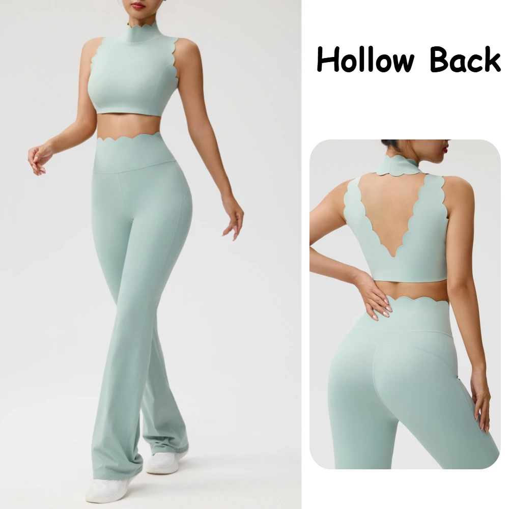 Sports Hollow Out Sexy Outfits Backless Fitness Top Women's Yoga Wear Petal High Neck Yoga Tank Tops Women's Underwear