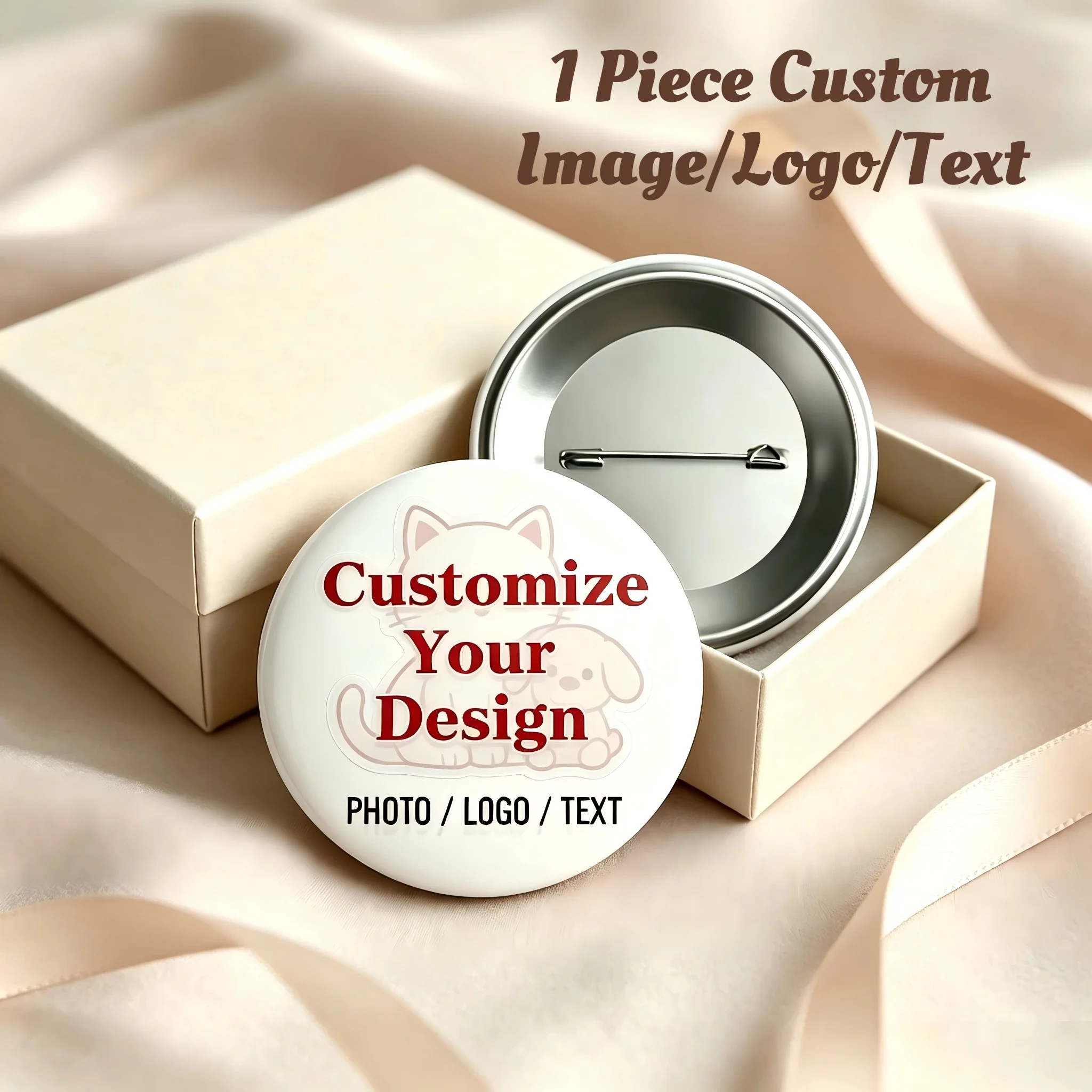 Personalized Logo PHOTO Lapel Pins Badges Customized Tinplate Circular Brooch Backpack Accessory Metal Pin Gift for My Friend