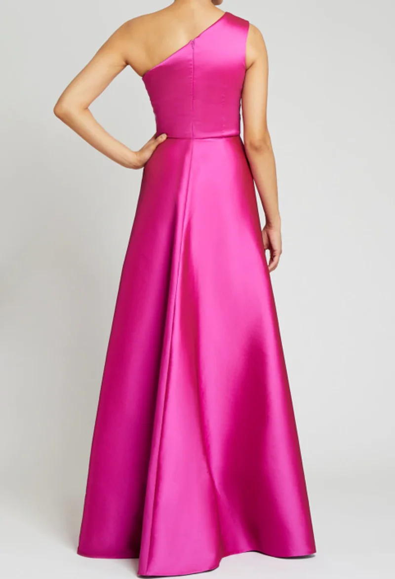 2024 Elegant Dress Wedding Guest Cocktail Party Sheath / Column Evening Gown Floor Length Sleeveless One Shoulder Satin