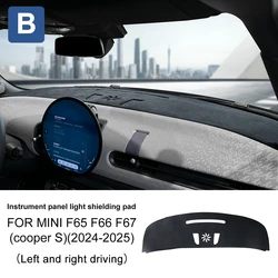 Dashboard Mat for BMW Mini Cooper S F65 F66 F67 2024 2025 Anti-UV Center Console Premium Flannel Mat Protector Pad Sunshade