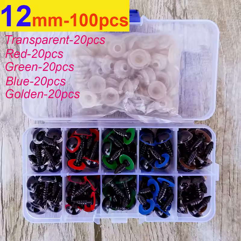 100pcs 8/10/12/14mm Plastic Safety Eyes For Toys Diy Mix Size Crochet Animal Eye For Doll toys amigurumi Accessories - Image 10