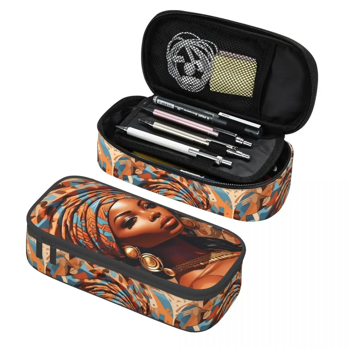 

Пеналы с узором в африканском этническом стиле на заказ для мальчиков и девочек, женский узор, большая вместительная коробка для ручек, школьные принадлежности
