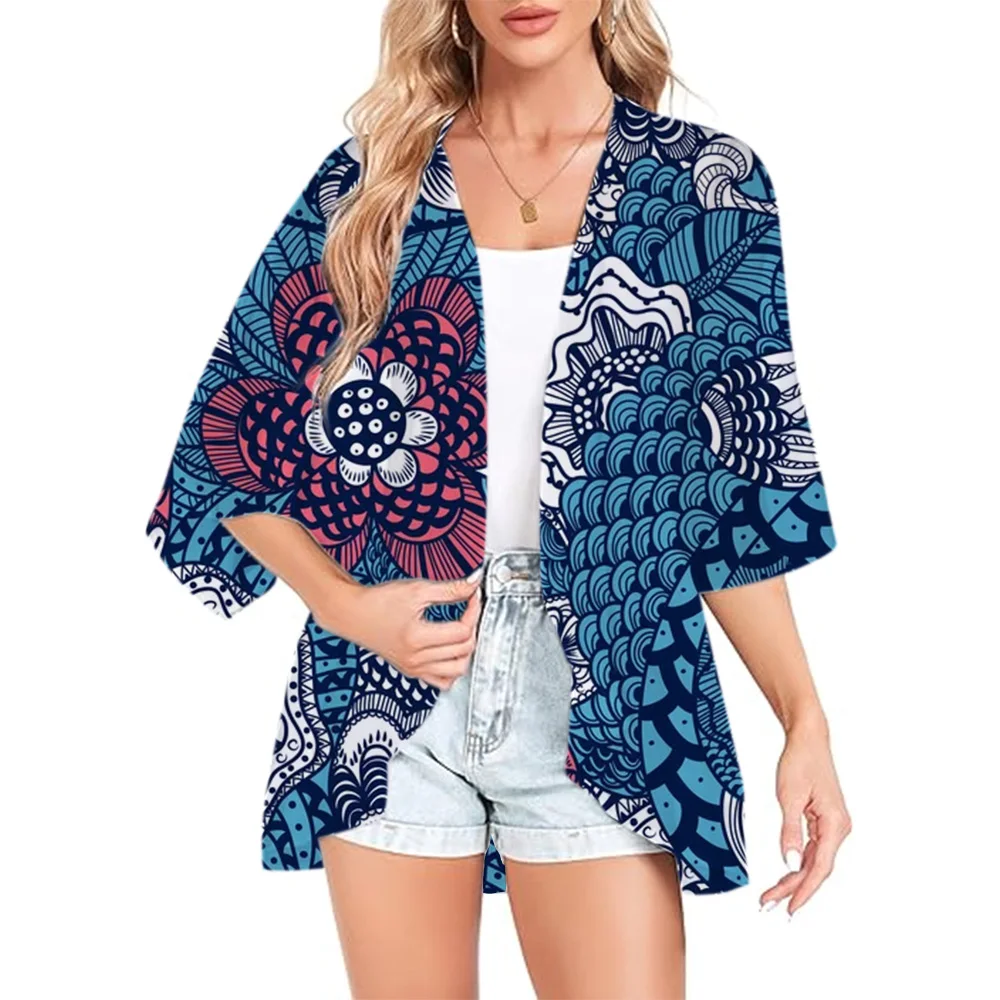 

Women's Vintage Graffiti Beach Kimono Cover-up Chiffon Cardigan Shawl Bikini Pullover Beachwear Kaftan Short Dress Summer