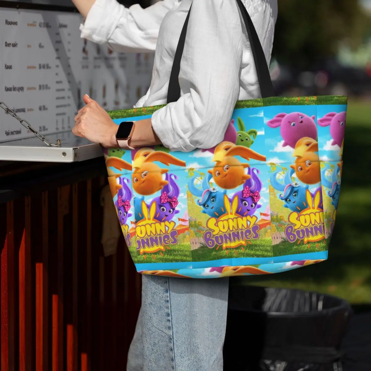 Sunny Bunnies Anime Cartoon Beach Tote Bag Sport Gym Yoga Duffle Large Tote Bag Women Travel Bag Fitness bag