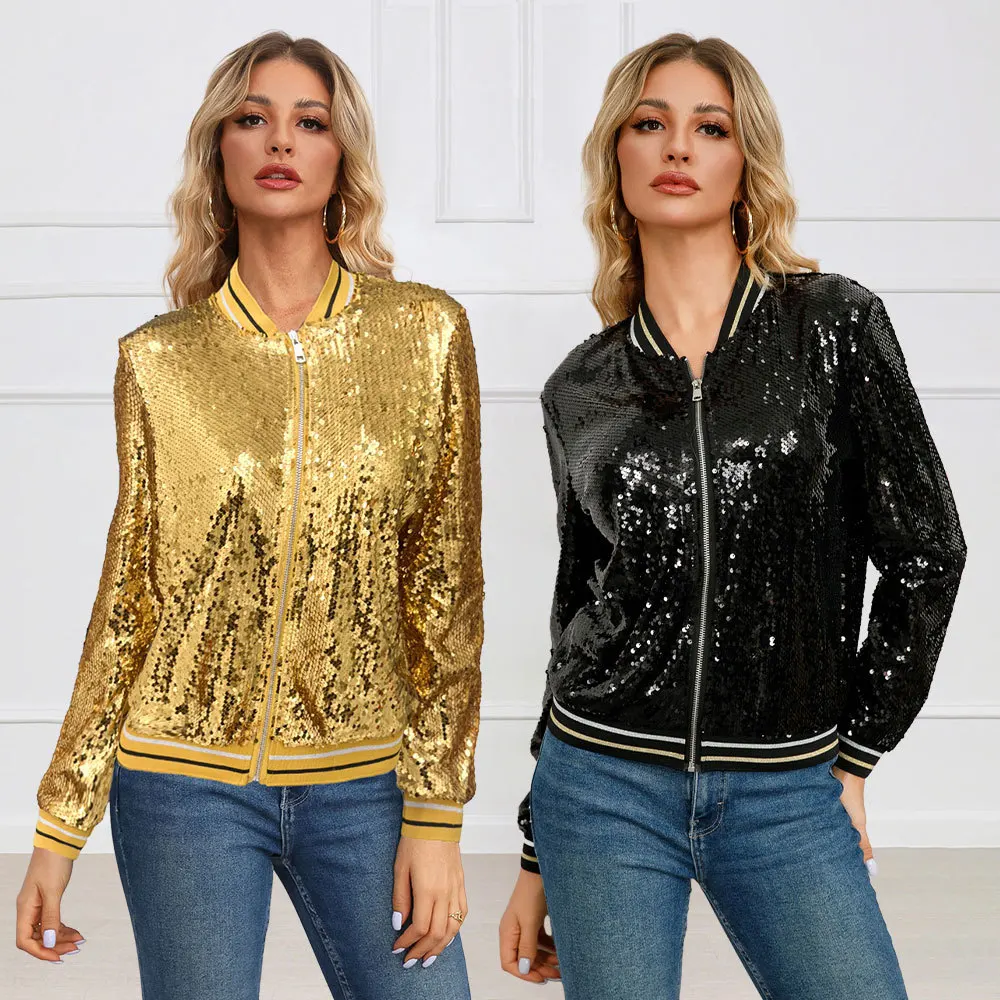 

Women's Temperament Short Sequin Jacket Cardigan Spring Autumn Versatile Fashion Outerwear