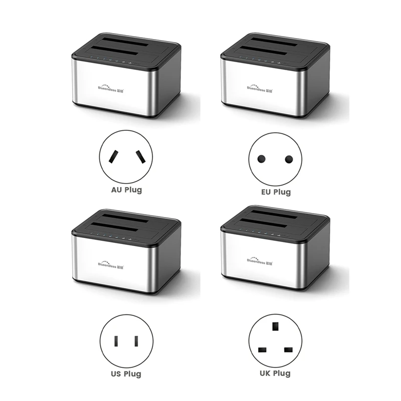 

BLUEENDLESS Dual-Slot Hard Drive Docking Station Mechanical Solid-State Hard Drive Box For 2.5/3.5 Inch Hard Drive Dock EU Plug