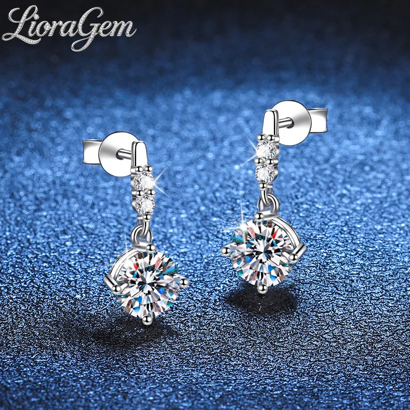 

LioraGem 0.5-1 Carat Moissanite Stud Earrings for Women, Lively Tassel Drop Earrings Platinum PT950 Stamp Valentines Gift