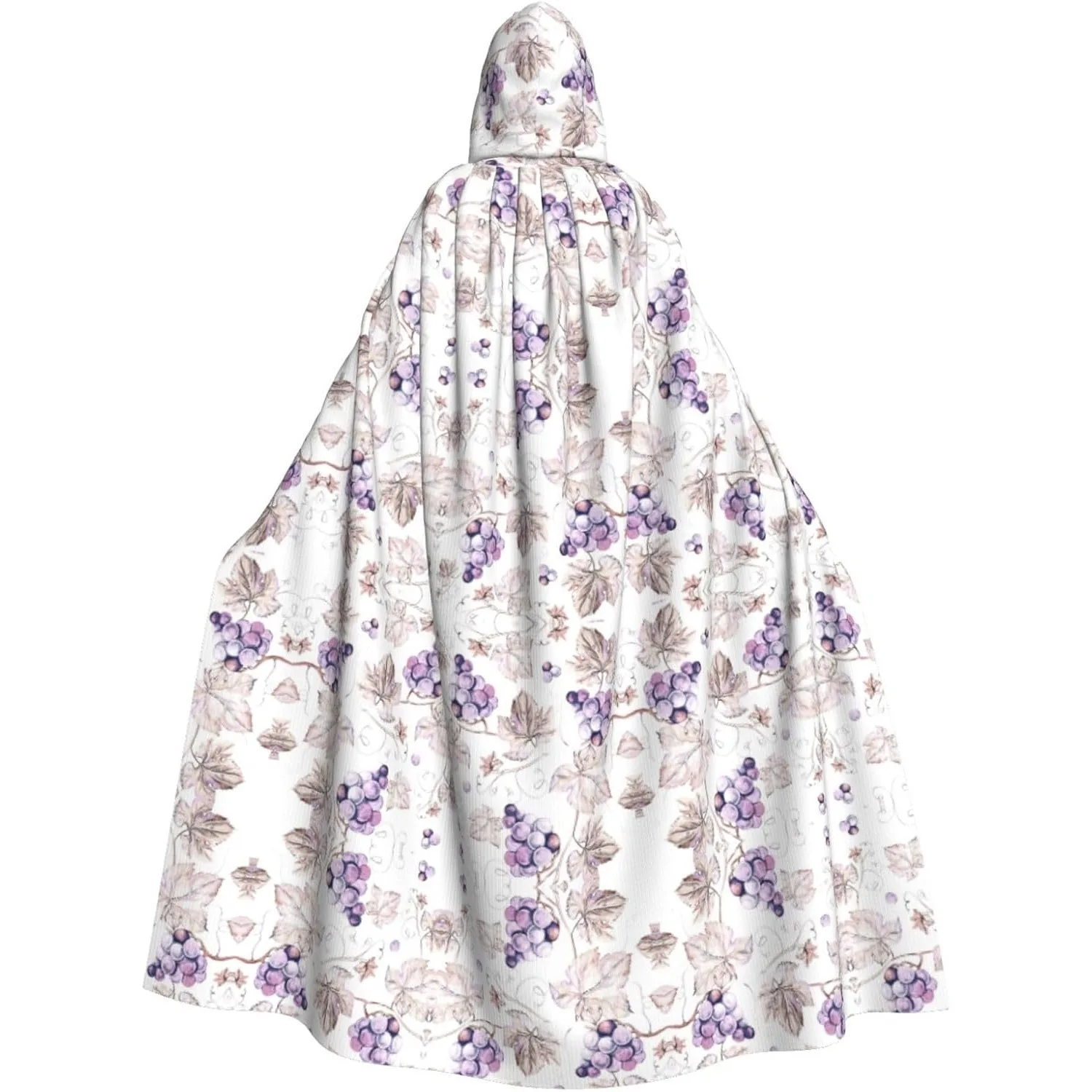 Beautiful grape leaves print Adult Hooded Cape Carnival Festival Cape Cosplay Robe Costume party Gothic Carnival