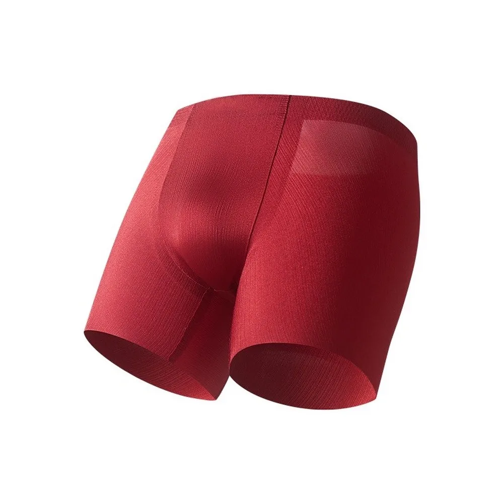 Ice Silk Seamless Thin Boxer Briefs for Men Breathable Waist Trunks Underwear L 3XL Gray Red Yellow Ice Silk Seamless