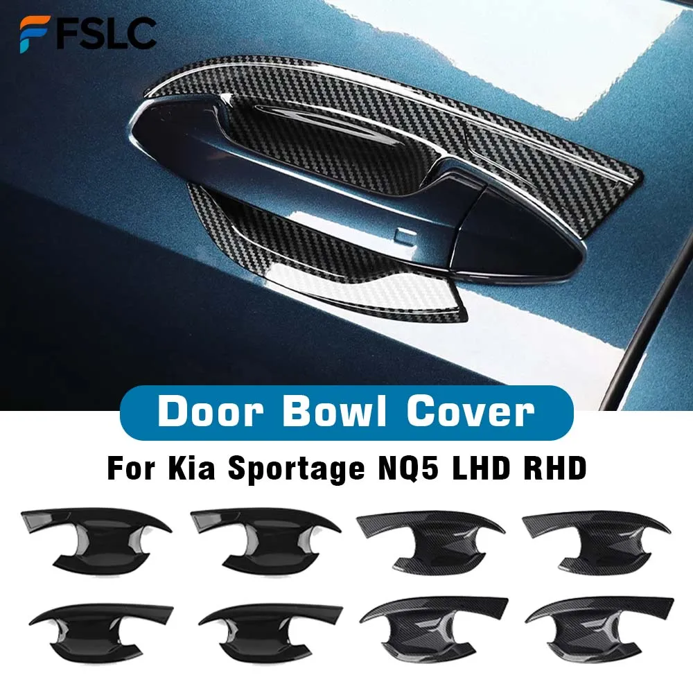 

Door Bowl Cover For Kia Sportage NQ5 2023-2026 LHD RHD Carbon Fiber Glossy Black Cars Accessories Black Exterior Door Bowl Cover