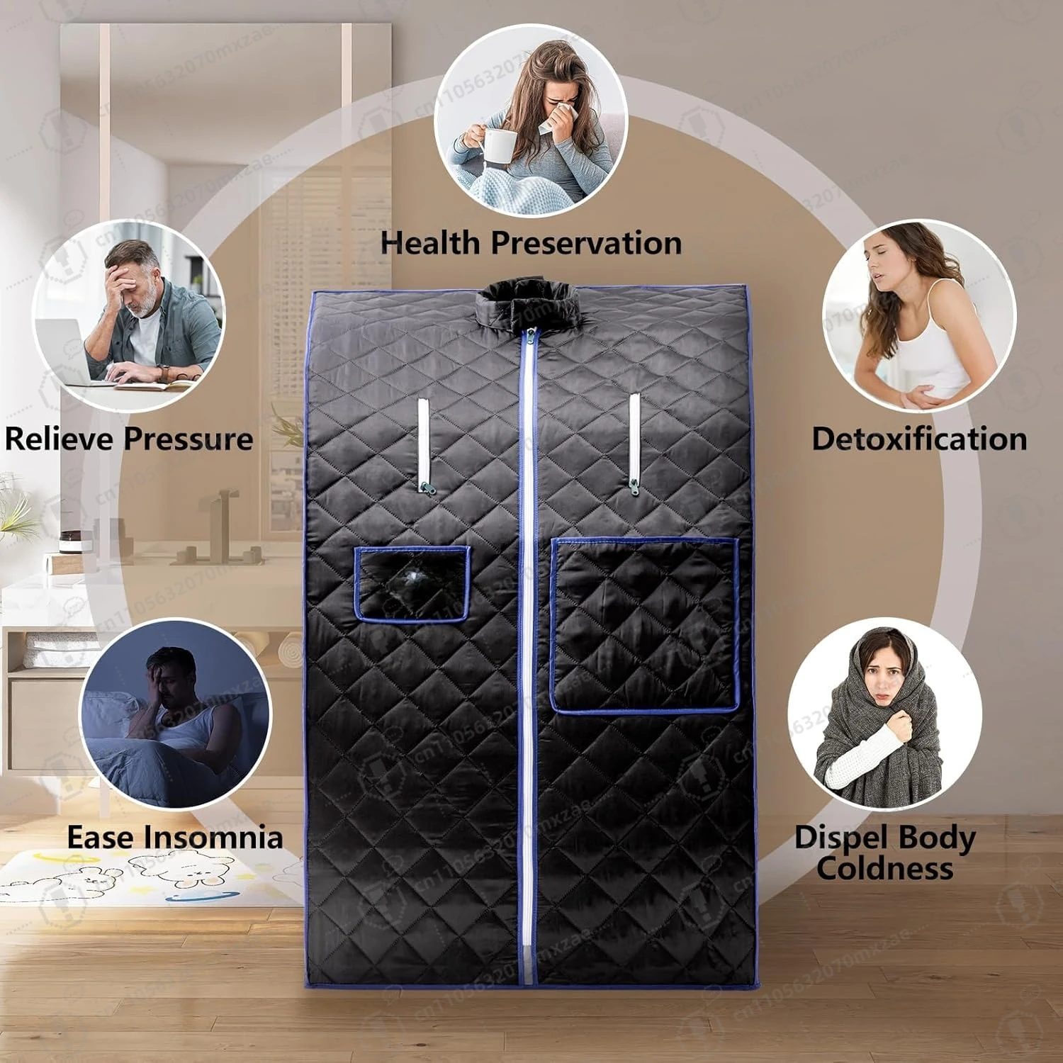 خيمة ساونا محمولة 2 لتر 1000 وات مولد بخار تسخين سريع 9 مستويات مؤقت تحكم عن بعد داخلي، مع وسادة للقدم/الأسطوانة #4