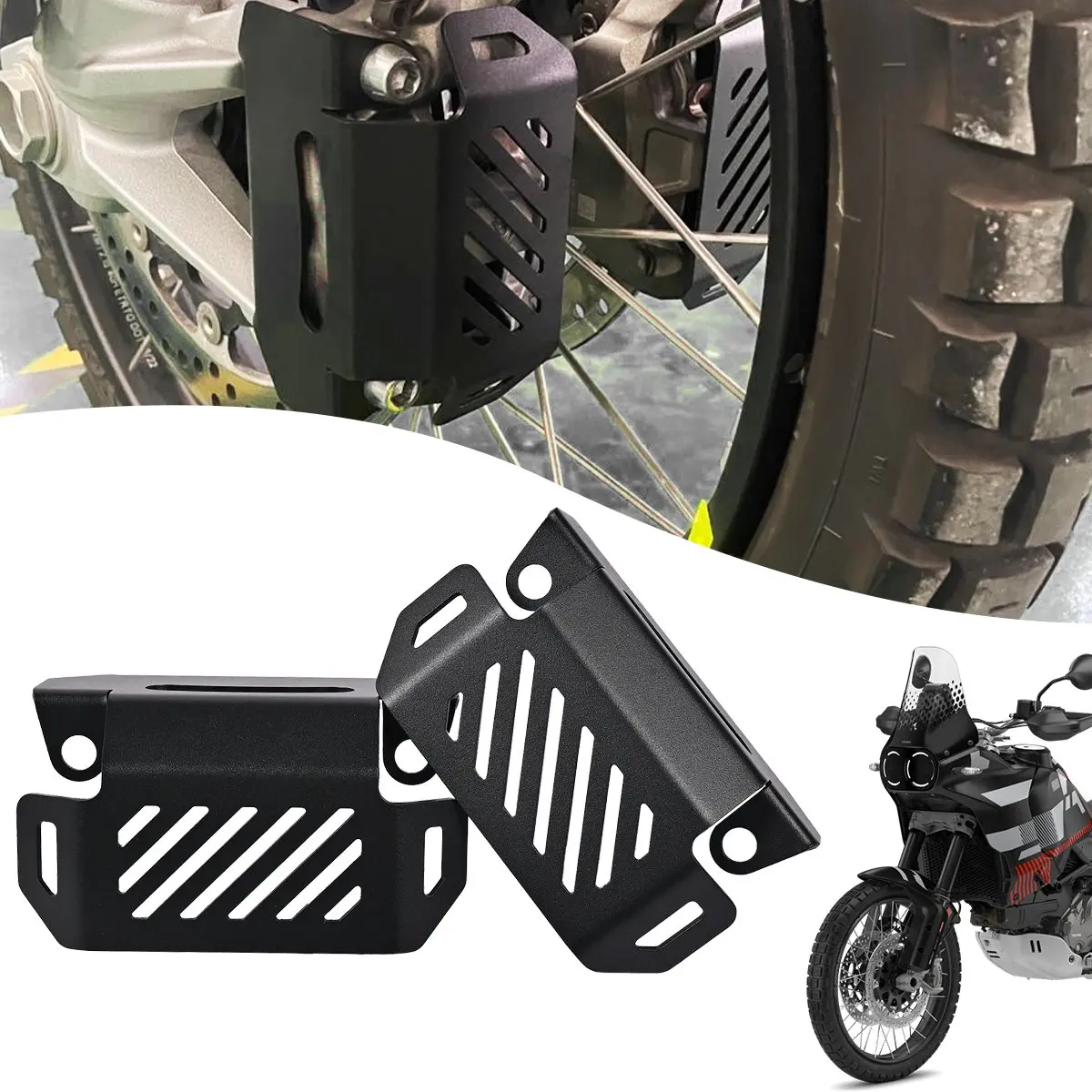 

1 Pair Motorcycle Front Brake Caliper Cover Guard Protection CNC Black Accessories For Ducati DesertX Desert X 2022 2023
