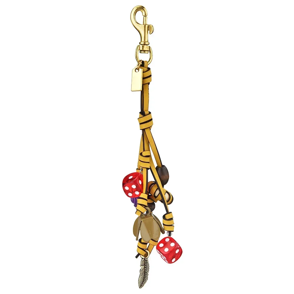 

2025 Leather rope braided rope, leather screw sieve tie, women's climbing rope pendant key chain, bag pendant