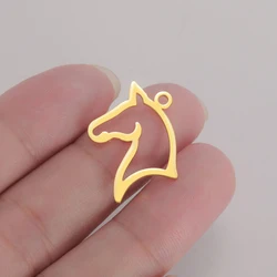 My Shape 5 pcs Horse Head Charms Horseshoe Stainless Steel Pendant for Necklace Bracelet Keychains DIY Jewelry Making Gifts Kids
