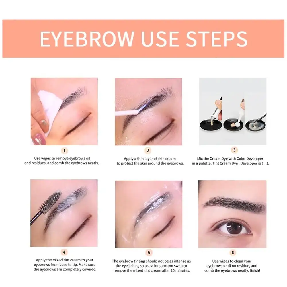 Professional Eyelash Eyebrow Dye Tint Waterproof 15-minute Fast Tint Easy Dye Gel Eyelash Brown Black Coffee Color Tint Kit