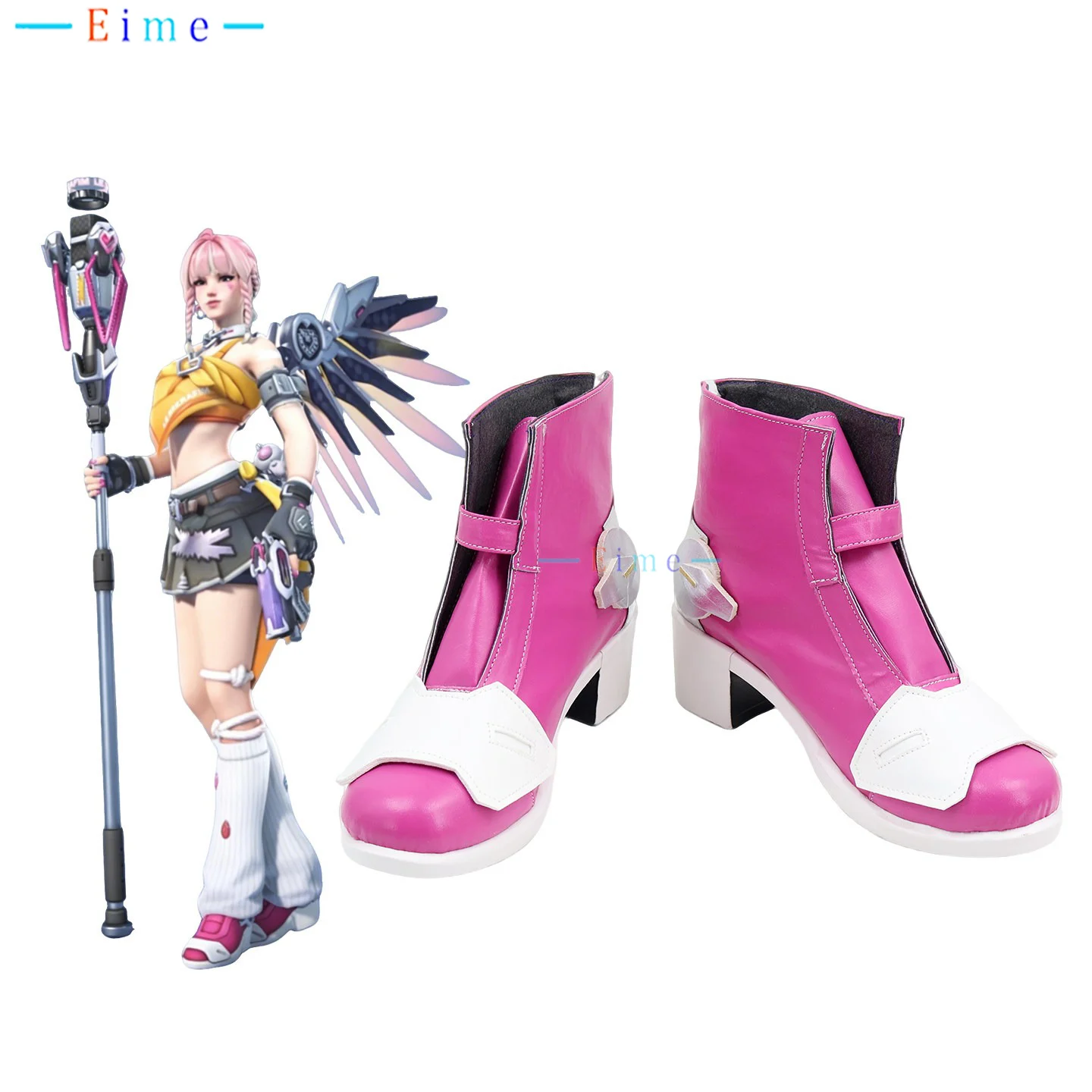 

Game OW Angela Ziegler Cosplay Shoes Halloween Boots Custom Made Big Size PU Leather Shoes