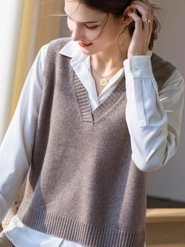 

Вязаный жилет Camere для женщин, свободный крой, осенне-зимняя верхняя одежда, удобный для повседневной носки, чистый стиль...