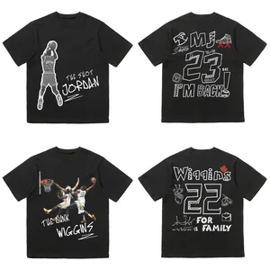 Ngôi sao bóng rổ NBA in tay áo ngắn tay, 100% cotton, áo y2k lỏng lẻo, đồ thể thao thông thường 12 Áo sơ mi NBA bán hàng chính - №11
