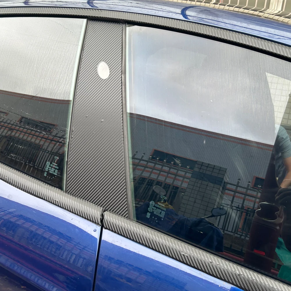 Für Tesla Model S 2014-2020 Limousine Fenster Chrom Löschen Blackout ABC Säulen Glänzend Schwarz Aufkleber – Detail 7