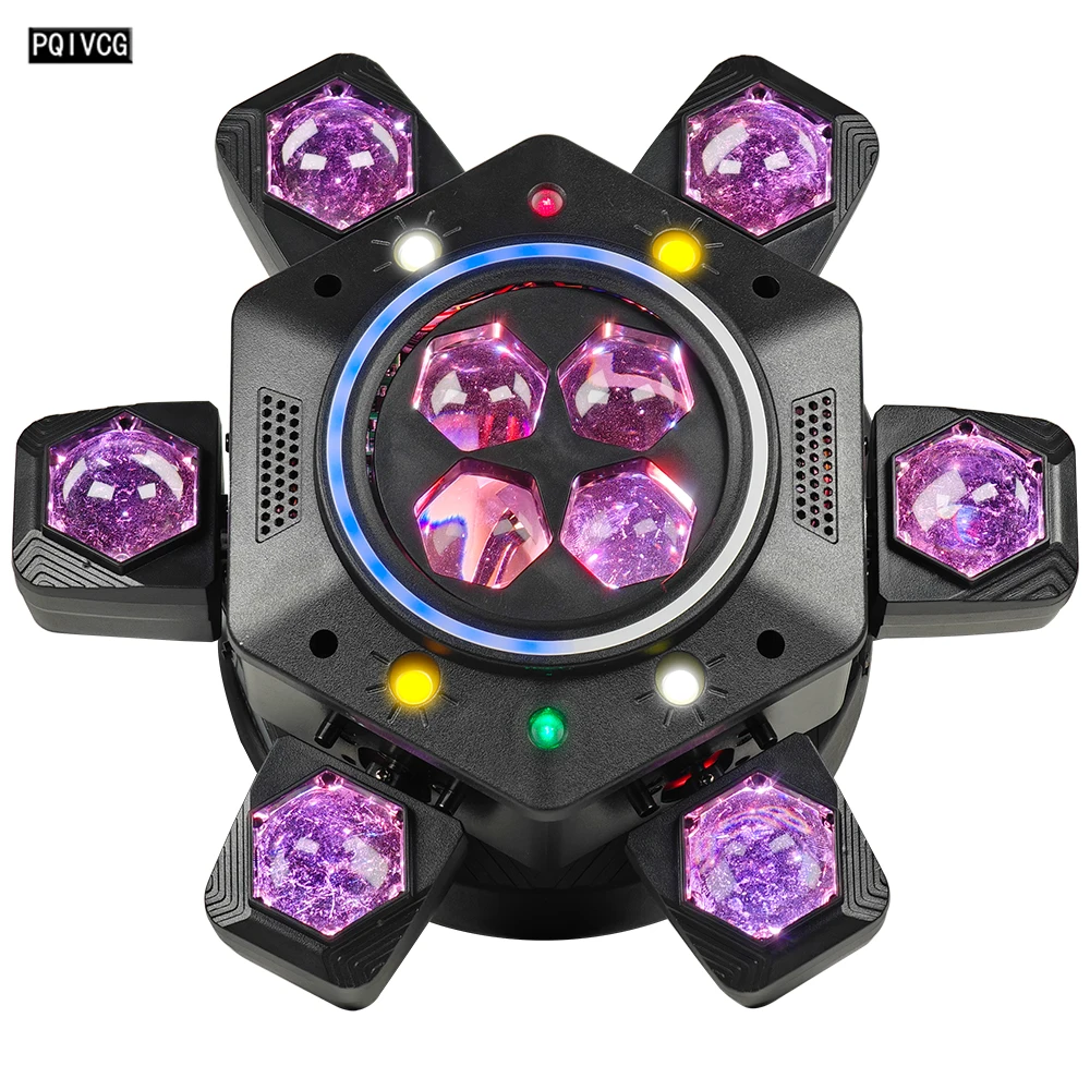 

180w 6-Arm Bee Eye’s Rotating Stage Light Beam+Laser+Strobe+Light Strip Multi-function effect Disco Party Light With Remote