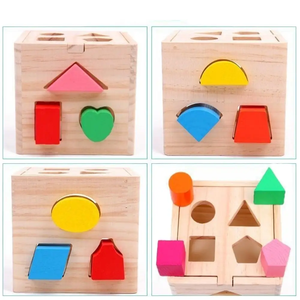 Une boîte nouveau jouet éducatif Montessori en bois 3D trieur de formes colorées jouet Protection de l'environnement trieur de formes enfant