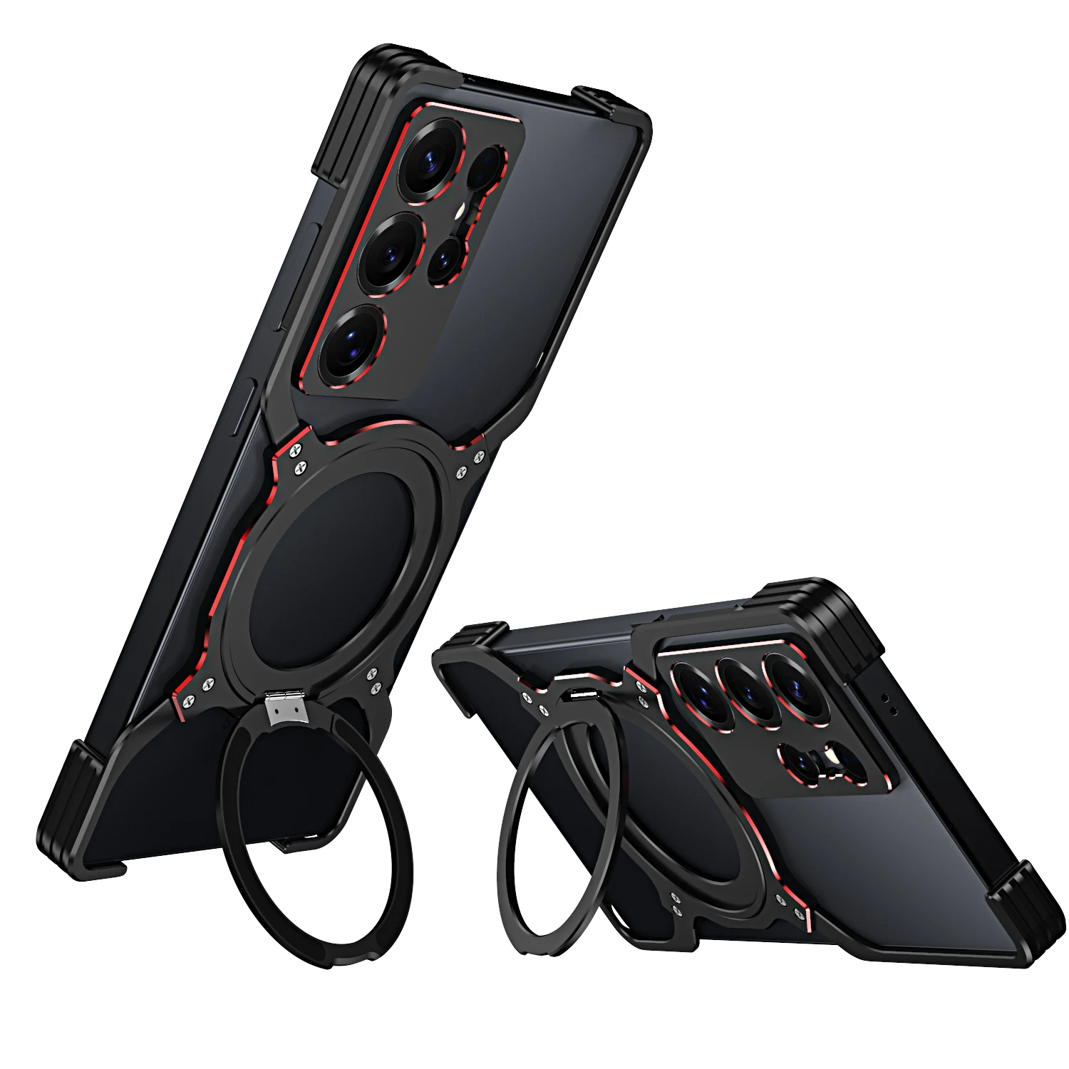 Magnetyczne aluminiowe etui bezramkowe z bumperem do Samsung Galaxy S26 S25 S23 Ultra S24 + Plus, magnetyczna podstawka, metalowa osłona ochronna na obiektyw. — zdjęcie produktu 2