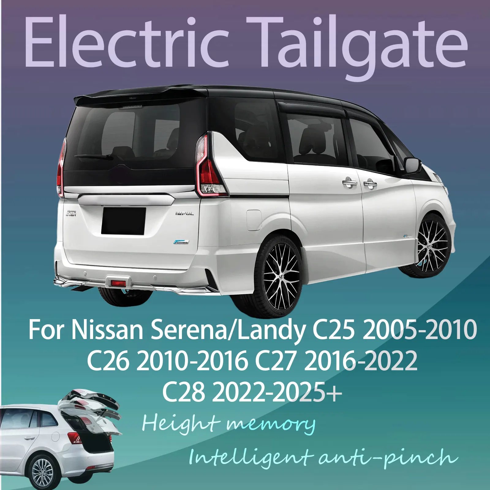For Nissan Serena/Landy C25/C26/C27/C28 Electric Tailgate with Sensor Trunk Anti-pinch Memory Height Intelligent Operation
