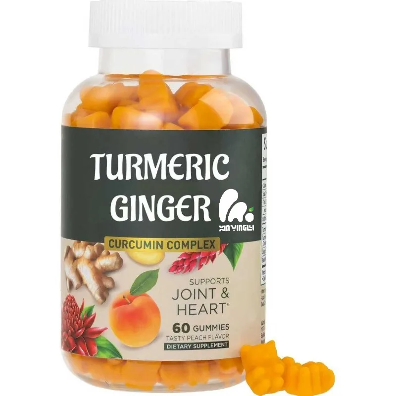 

Ginger and turmeric gummies contain black pepper extract, joint health support supplement, non GMO, gluten free