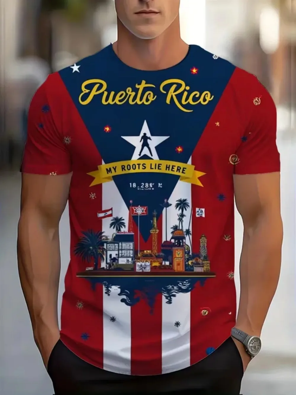 Puerto Rico Flag 3D Print sport Quick-drying Breatha Men's Tshirt Outdoor Street FashionTeam training Club Parent-Child Clothing