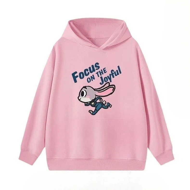 

Crazy Zootopia Rabbit Police Officer Minimally Printed Hoodie for Autumn and Winter Warmth, Children's Long Sleeve Hoodie