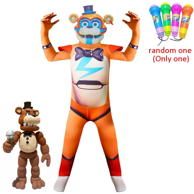 Kids Halloween Costumes for Boys Anime Sundrop FNAF Montgomery Cosplay Freddy Fazbear Boys Girls Bodysuit Carnival Party Suits