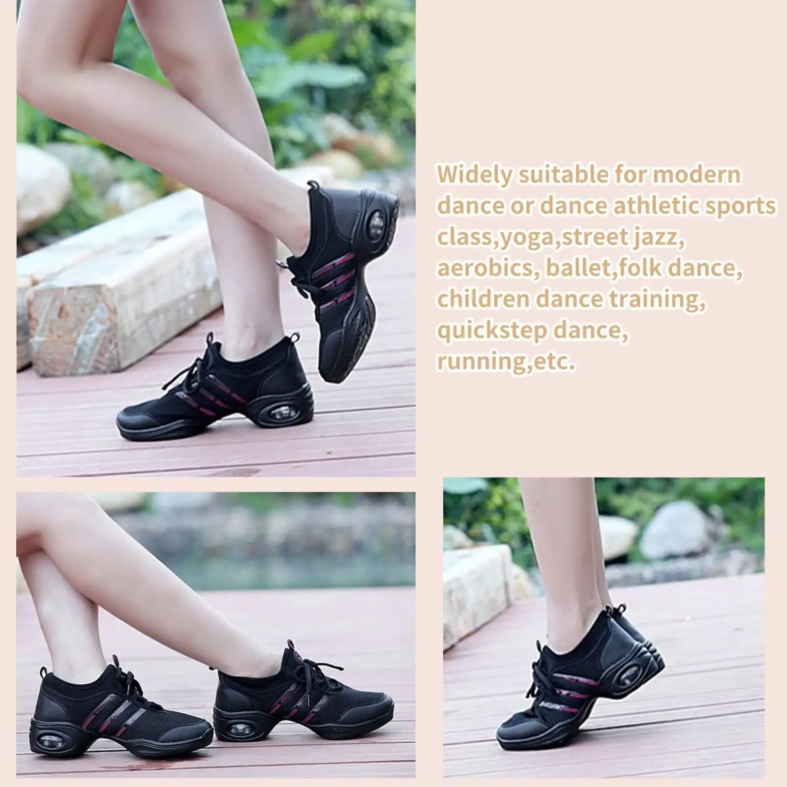 Scarpe da ballo jazz da donna Scarpe da ginnastica comode con plateau stringate traspiranti per ballare Zapatos da passeggio