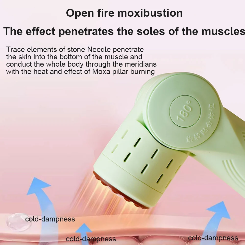 Portable stone needle handheld Moxibustion Scraping Massager Warm Body Massage Moxa Therapy Heating Acupressure Meridian Relax
