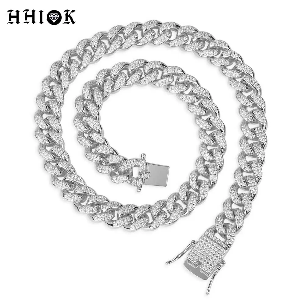 12mm Hip Hop Jewelry Prong-Setting 5A CZ Stones Iced Cuban Link Chain for Men Durable Anti-Tarnish Urban Street-wear Necklace