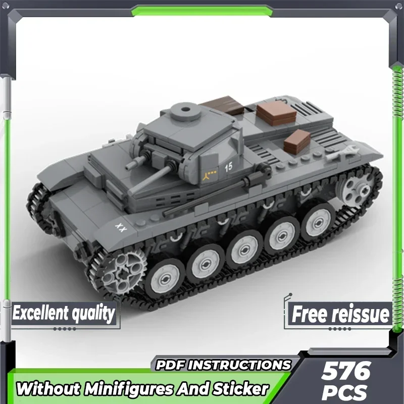 รถทหารรุ่น Moc อาคารอิฐ Panzer II รถถังหุ้มเกราะเทคโนโลยี Modular Blocks ของขวัญของเล่นคริสต์มาส DIY ชุดประกอบ