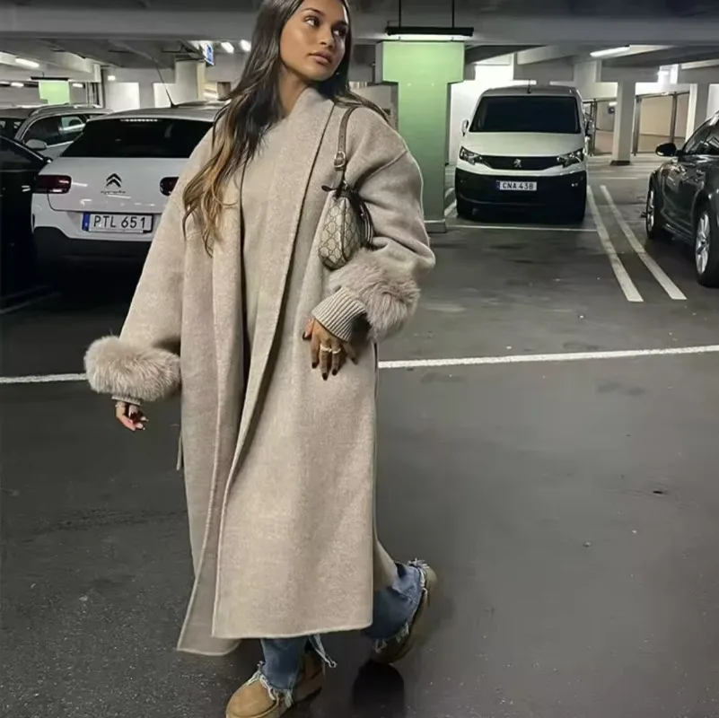 European American Style Women's Clothing Hit Product Autumn Winter Fashionable New Premium Feel Long Women's Woolen Coat Trend