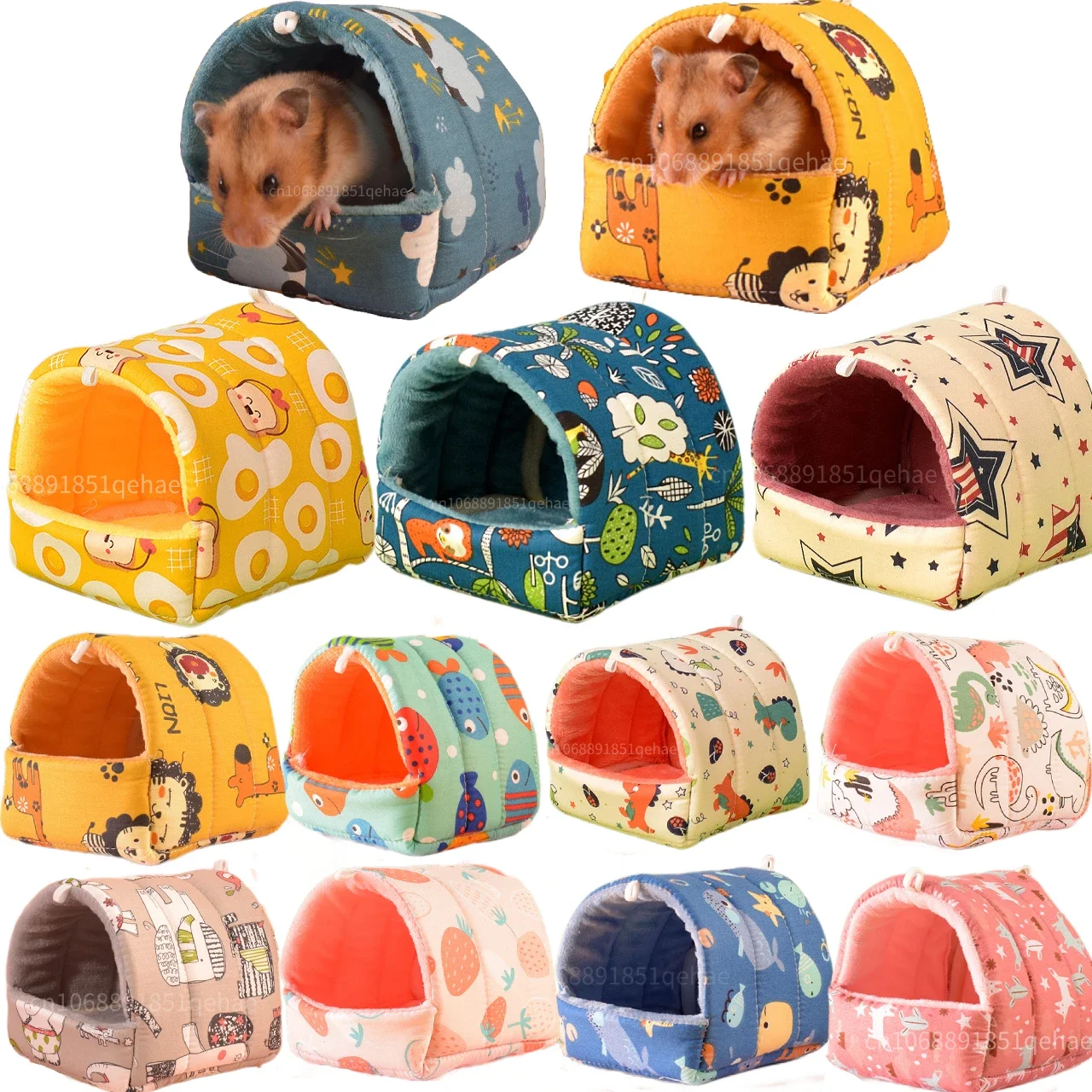 Cute Cartoon Rabbit Squirrel Mini Cage Guinea Pig Nest Small Animal Mice Rat Pet Sleeping Bed Hamster House Winter Warm Soft Mat