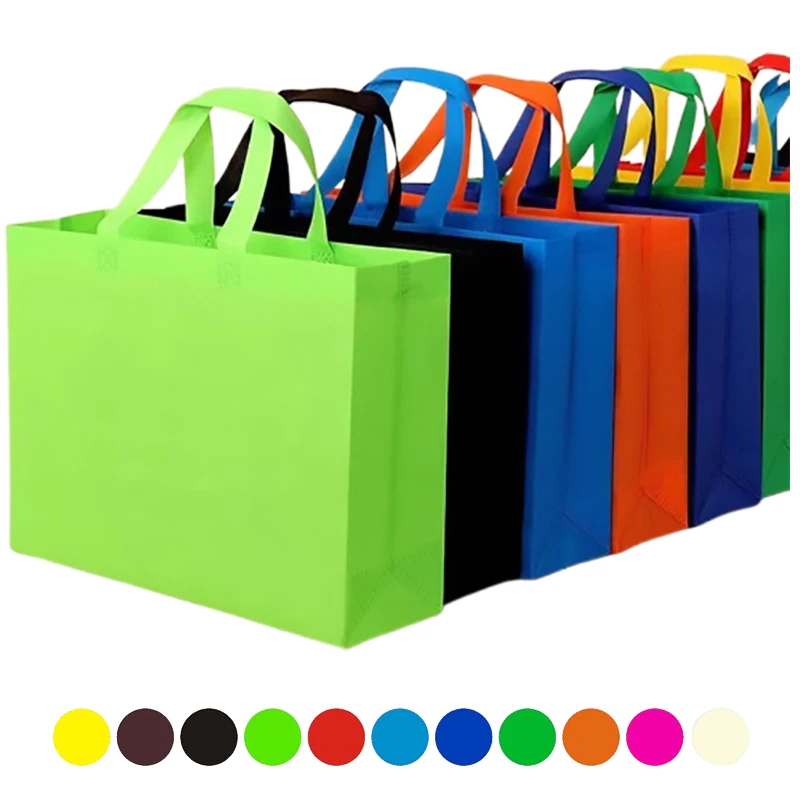 

Portable Non-woven Shopping Bag Solid Color Large Capacity Gift Bag Foldable Travel Storage Environmentally Friendly Bag Handbag